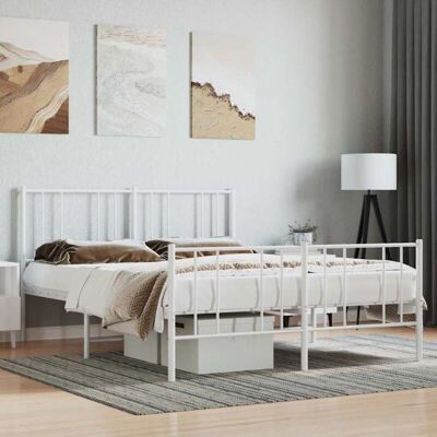 vidaXL Metal Bed Frame White 140x190 cm - Bed Frame vidaXL Metal Bed Frame White 140x190 cm - Bed Frame