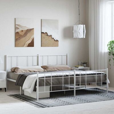vidaXL Metal Bed Frame with Headboard & Footboard - 183x213 cm - Bed Type vidaXL Metal Bed Frame with Headboard & Footboard - 183x213 cm - Bed Type