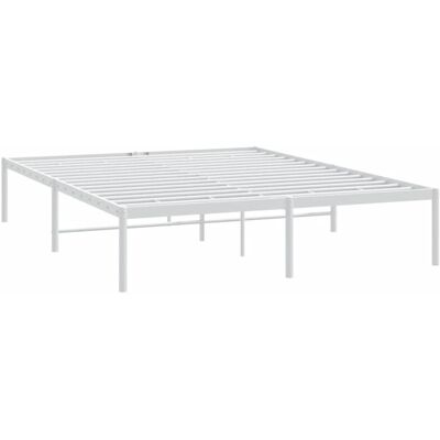 vidaXL Metal Bed Frame - 140x190cm, White, No Headboard vidaXL Metal Bed Frame - 140x190cm, White, No Headboard