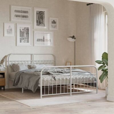 vidaXL Metal Bed Frame with Headboard Footboard - 150x200cm - Bed Type vidaXL Metal Bed Frame with Headboard Footboard - 150x200cm - Bed Type