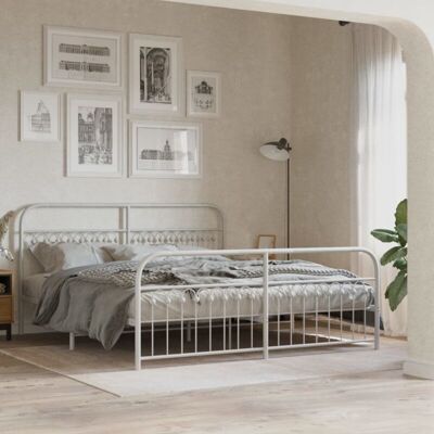 vidaXL Steel Bed Frame with Headboard - 183x203 cm - Bed Type vidaXL Steel Bed Frame with Headboard - 183x203 cm - Bed Type