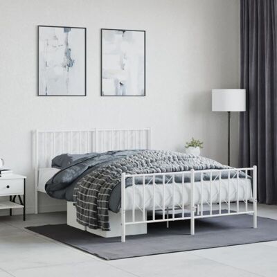 vidaXL Metal Bed Frame with Headboard 135x190 cm - Bed frame vidaXL Metal Bed Frame with Headboard 135x190 cm - Bed frame