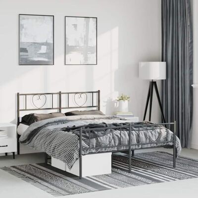 Maisonchic Bed Frame with Metal Headboard and Footboard - Black - 135x190cm Maisonchic Bed Frame with Metal Headboard and Footboard - Black - 135x190cm