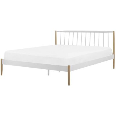 Beliani Super King Size White Metal Bed - Scandinavian & Retro Style Beliani Super King Size White Metal Bed - Scandinavian & Retro Style