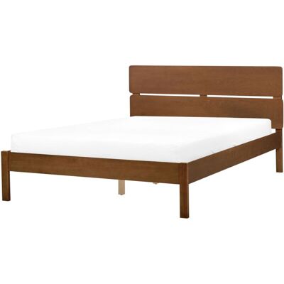 Beliani Bed Light Rubberwood EU Double - Rustic Style Bed Beliani Bed Light Rubberwood EU Double - Rustic Style Bed