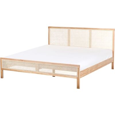 Beliani Salernas Rustic Pine King Bed - Bed Beliani Salernas Rustic Pine King Bed - Bed