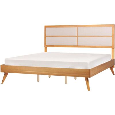 Beliani Light Wood King Size Bed - Modern Rustic Design - 180x200 cm Beliani Light Wood King Size Bed - Modern Rustic Design - 180x200 cm