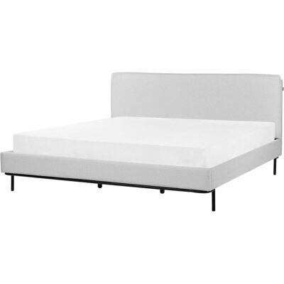 Beliani Slatted Bed Frame Grey Polyester Fabric Upholstered - 6ft Super King - Modern Design Beliani Slatted Bed Frame Grey Polyester Fabric Upholstered - 6ft Super King - Modern Design