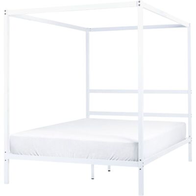 Beliani White Metal Canopy Bed Frame - Double Size - Modern Minimalist Beliani White Metal Canopy Bed Frame - Double Size - Modern Minimalist