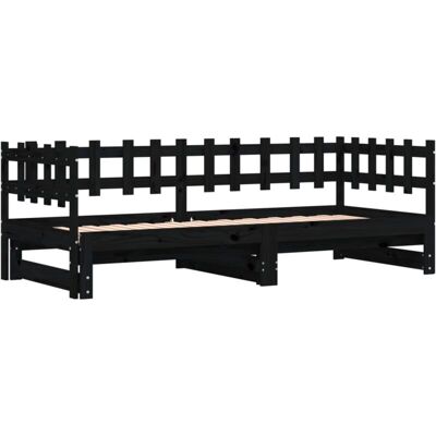 vidaXL 90x200cm Pull-out Day Bed Sofa Bed - Daybed, Solid Pine Wood vidaXL 90x200cm Pull-out Day Bed Sofa Bed - Daybed, Solid Pine Wood