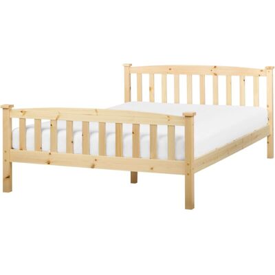 Beliani Pine Wood Bed - Scandinavian Style - 140x200cm Beliani Pine Wood Bed - Scandinavian Style - 140x200cm