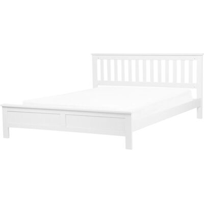 Beliani Bed White Pine Wood Super King Size - Bed Beliani Bed White Pine Wood Super King Size - Bed