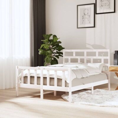 Minkurow - 3101344 Bed Frame without Mattress White Solid Wood 120x200 cm (810078+814185) vidaXL Minkurow - 3101344 Bed Frame without Mattress White Solid Wood 120x200 cm (810078+814185) vidaXL