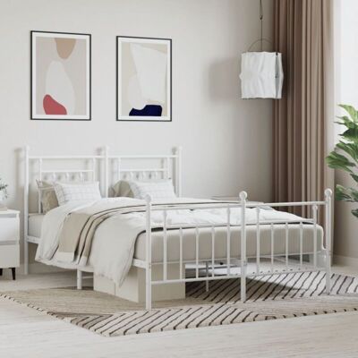 vidaXL Metal Bed Frame White 140x190 cm - Bed Type vidaXL Metal Bed Frame White 140x190 cm - Bed Type
