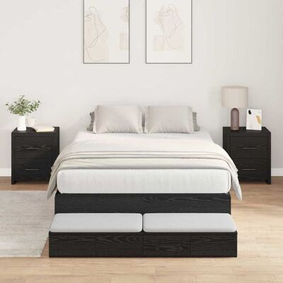 Vidaxl Black Oak Storage Bed Frame - Bed Frame Vidaxl Black Oak Storage Bed Frame - Bed Frame