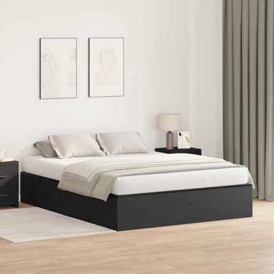 vidaXL Black Oak Storage Bed Frame 140x200 cm vidaXL Black Oak Storage Bed Frame 140x200 cm