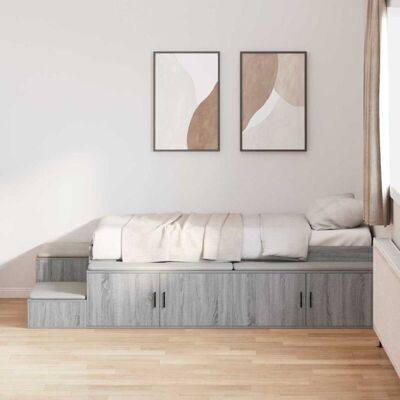 Vidaxl Sonoma Gray Storage Bed Frame 90x190 - Bed Frame Vidaxl Sonoma Gray Storage Bed Frame 90x190 - Bed Frame