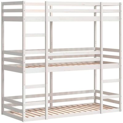 Vidaxl - Triple Bunk Bed without Mattress White 75x190 cm Small Single Solid Wood Pine Vidaxl - Triple Bunk Bed without Mattress White 75x190 cm Small Single Solid Wood Pine