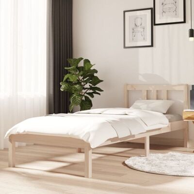 vidaXL Solid Wood Bed Frame - 75x190 cm - Brown - Bed Frame vidaXL Solid Wood Bed Frame - 75x190 cm - Brown - Bed Frame