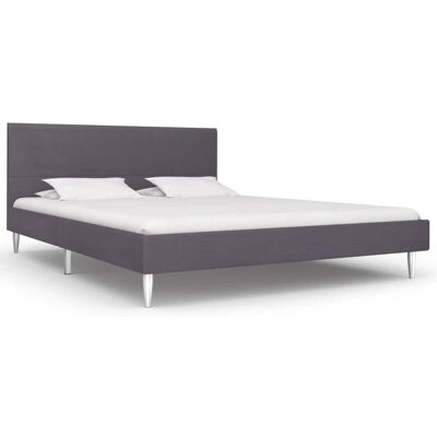 vidaXL Bed Frame Grey Fabric 135x190 cm Double - Bed Frame vidaXL Bed Frame Grey Fabric 135x190 cm Double - Bed Frame