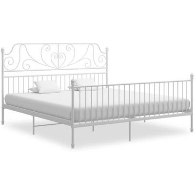 vidaXL Bed Frame White Metal 200x200 cm - Bed Frame vidaXL Bed Frame White Metal 200x200 cm - Bed Frame