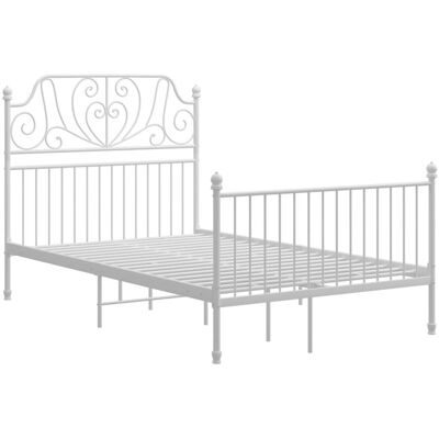 vidaXL Bed Frame White Metal 120x200 - Bed Frame vidaXL Bed Frame White Metal 120x200 - Bed Frame