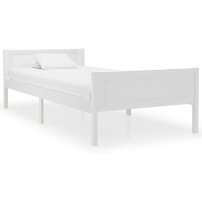 vidaXL Solid Pinewood Bed Frame 90x200 cm White Wooden Single Bed - Bed Type vidaXL Solid Pinewood Bed Frame 90x200 cm White Wooden Single Bed - Bed Type