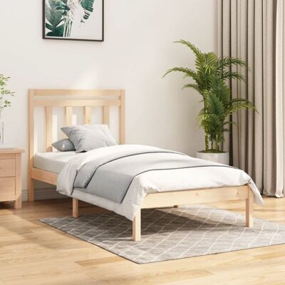 vidaXL Solid Wood Bed Frame - Brown - 90x190 cm - Bed Type vidaXL Solid Wood Bed Frame - Brown - 90x190 cm - Bed Type