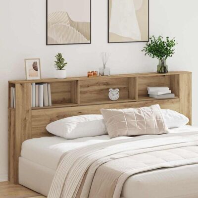 vidaXL Artisan Eiche King Headboard with Shelves - Headboard vidaXL Artisan Eiche King Headboard with Shelves - Headboard