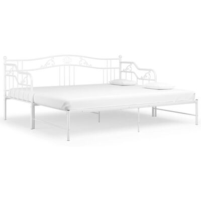 vidaXL White Metal Pull-out Sofa Bed Frame - 90x200 cm - Sofa Bed Frame vidaXL White Metal Pull-out Sofa Bed Frame - 90x200 cm - Sofa Bed Frame