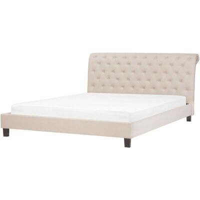 Beliani Bed Frame Beige EU Super King Size - Bed Frame Beliani Bed Frame Beige EU Super King Size - Bed Frame