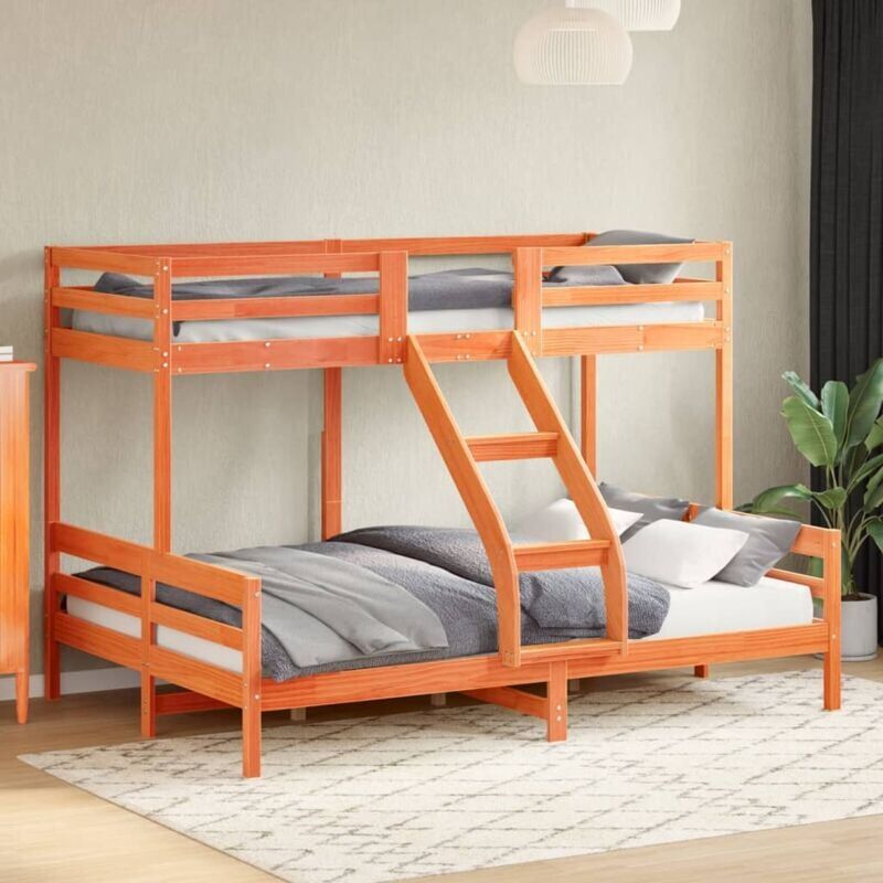 Bonnevie - Bunk Bed,Twin bunk without Mattress 80x200/140x200 cm Wax Brown Solid Wood VSVS846857