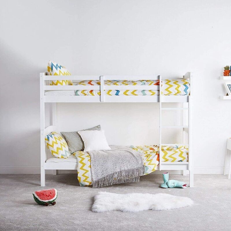 Kosy Koala - Bunk Bed Kids White 3ft with 2 Mattresses Twin Wooden Children Bedroom Furniture