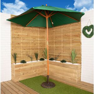 Kingfisher - 2.3m Wooden Garden Parasol 36mm Shaft & Pulley - Green