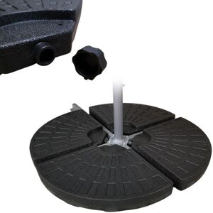 Samuel Alexander - 4 Pack 52/70Kg Decorative Round Water / Sand Filled Black Hanging / Banana / Cantilever Garden Patio Decking Parasol Base Weight