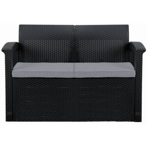 Trueshopping - Graphite 2-Seater Rattan Effect Sofa & Cushion Outdoor Garden Patio Furniture - Grey, Graphite