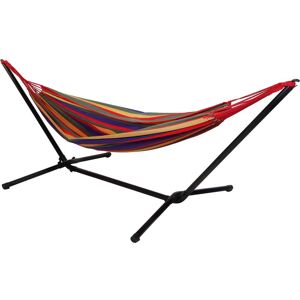 Idooka - Rainbow Canvas Freestanding Garden Hammock & Stand Metal Camping Travel Swinging - 8000030 - Multicoloured