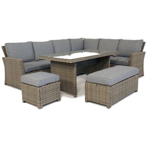 OUT & OUT ORIGINAL Out & out Palma Corner Outdoor Rattan Garden Lounge Set – 9 Seater - Grey