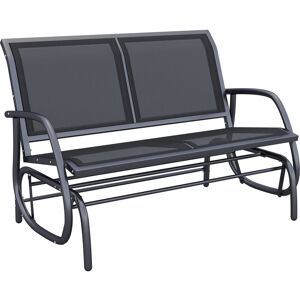 2-Person Patio Glider Bench Gliding Chair Loveseat w/ Armrest Black - Black - Outsunny