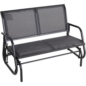 2-Person Patio Glider Bench Gliding Chair Loveseat w/ Armrest Grey - Grey - Outsunny