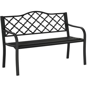 2-Seater Garden Bench Cast Iron Patio Antique Loveseat w/ Armrest - Black - Outsunny