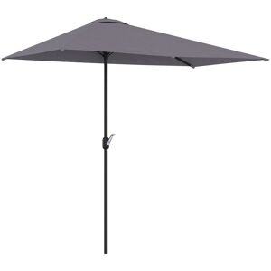 Half Round Parasol Garden Sun Umbrella Metal w/ Crank Grey - Grey - Outsunny