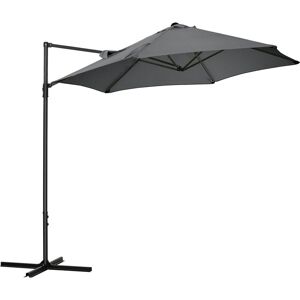 2.5M Offset Roma Patio Umbrella w/ 360° Rotation and Base Dark Grey - Dark Grey - Outsunny