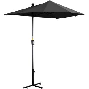 2m Half Garden Parasol Market Umbrella w/ Crank Handle, Base Black - Black - Outsunny