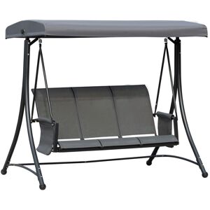 3 Seat Metal Fabric Backyard Balcony Patio Swing Chair w/ Canopy Charcoal grey - Charcoal grey - Outsunny