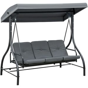 3 Seater Canopy Swing Chair Porch Hammock Bed Rocking Bench Dark Grey - Dark Grey - Outsunny