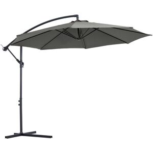 3m Garden Banana Parasol Cantilever Umbrella w/Crank& Base Grey - Grey - Outsunny