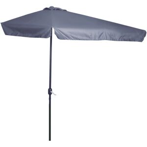 2.3m Half Round Parasol Garden Sun Umbrella Metal w/ Crank Grey - Grey - Outsunny