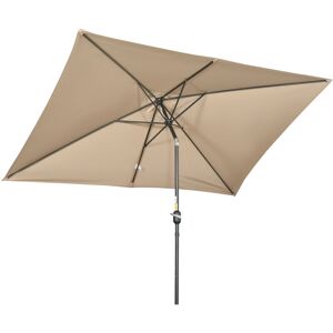 3x2m Patio Parasol Canopy Tilt Crank 6 Ribs Sun Shade Garden Khaki - Khaki - Outsunny
