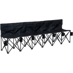 Outsunny - 6 Seat Folding Bench Multi Deck Chair Cup Holder Camping Steel Black Black - Black